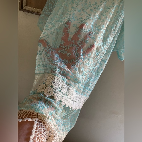 Gypsy 05 Crochet Lace Eyelet Beach Dress Tie Cold Shoulder - Picture 8 of 17